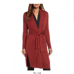 Nic and zoe long trench cardigan red burgundy